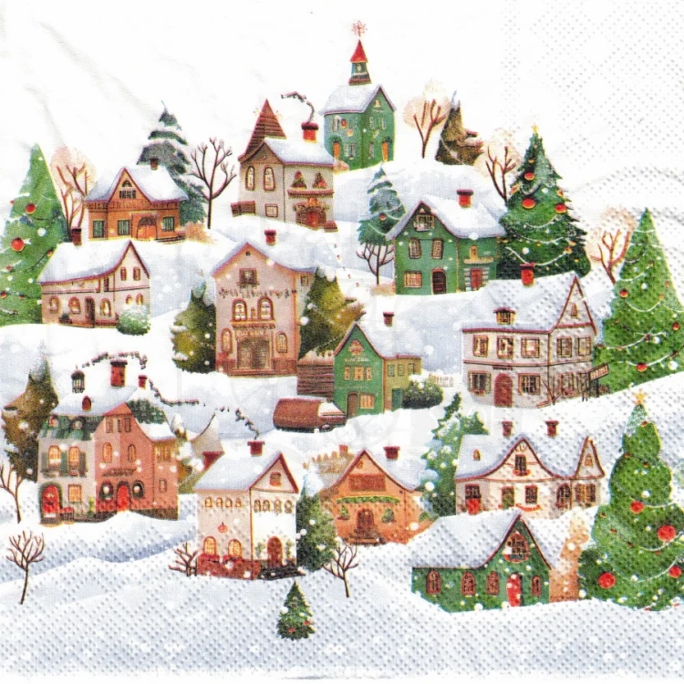 Serwetka 33x33 - Zimowe miasteczko