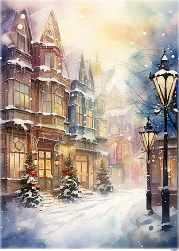 Papier ryżowy do decoupage A5 Zimowe miasto 14422