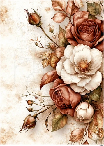 Papier ryżowy do decoupage A4 Róże vintage 14502