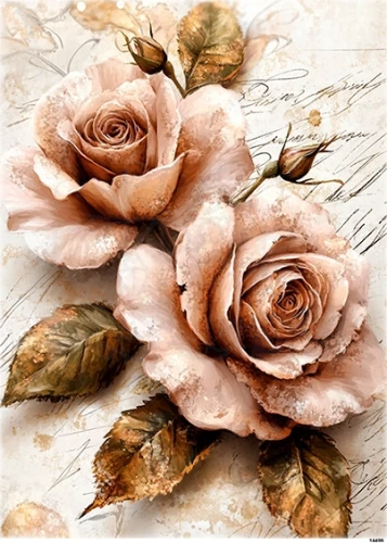 Papier ryżowy do decoupage A4 Róże vintage 14499