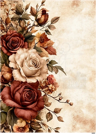 Papier ryżowy do decoupage A4 Róże vintage 14488
