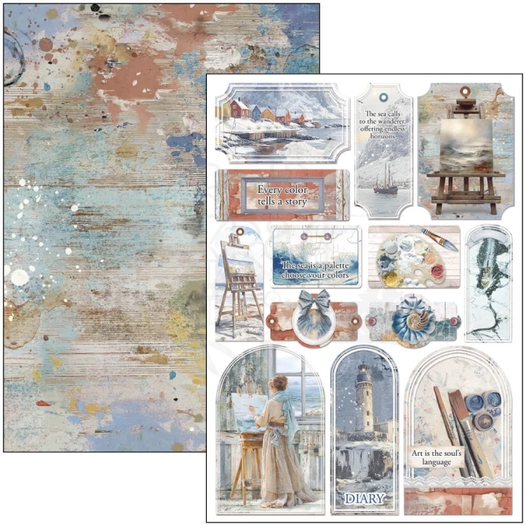 Zestaw papierów do scrapbookingu A4 An Artist Journey 9 arkuszy CBCL092 Ciao Bella