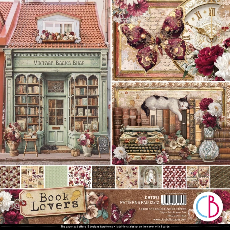 Zestaw papierów do scrapbookingu 30x30 Book Lovers CBT091 8 arkuszy Ciao Bella