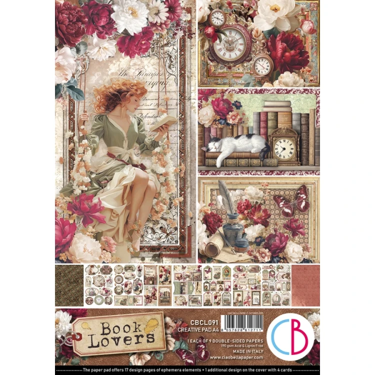 Zestaw papierów do scrapbookingu A4 Book Lovers CBCL091 9 arkuszy Ciao Bella