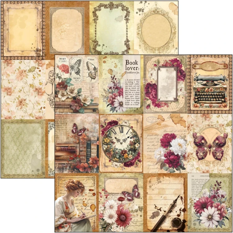 Zestaw papierów do scrapbookingu 20x20 Book Lovers CBH091 12 arkuszy Ciao Bella