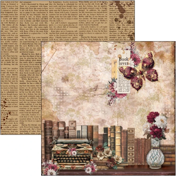Zestaw papierów do scrapbookingu 20x20 Book Lovers CBH091 12 arkuszy Ciao Bella