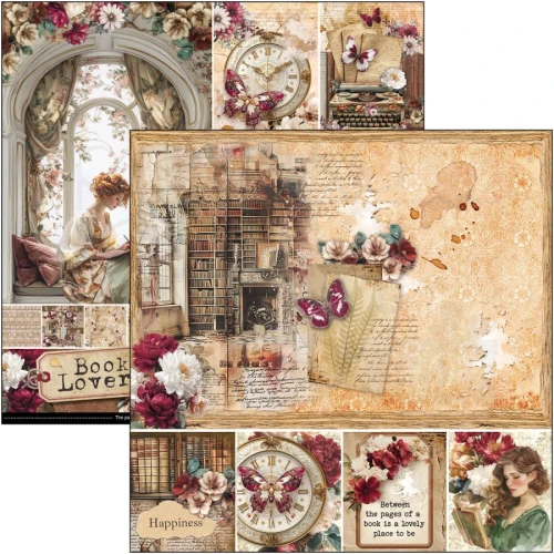 Zestaw papierów do scrapbookingu 30x30 Book Lovers CBPM091 12 arkuszy Ciao Bella
