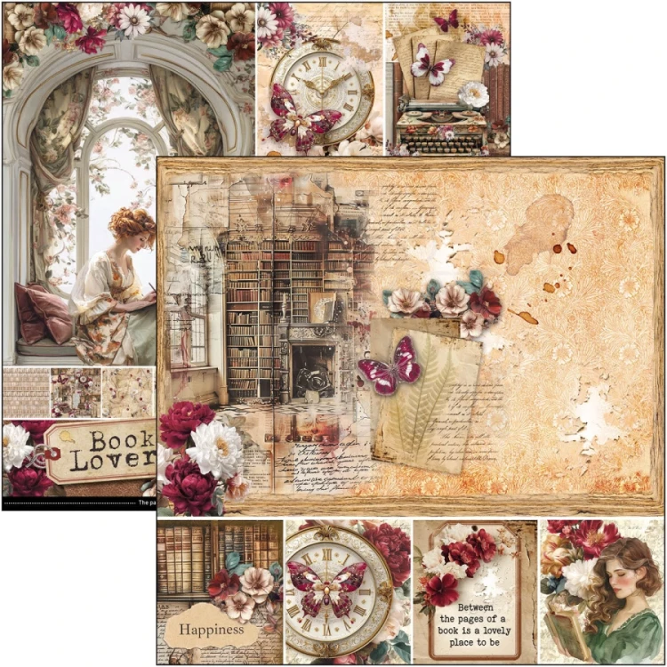 Zestaw papierów do scrapbookingu 30x30 Book Lovers CBPM091 12 arkuszy Ciao Bella