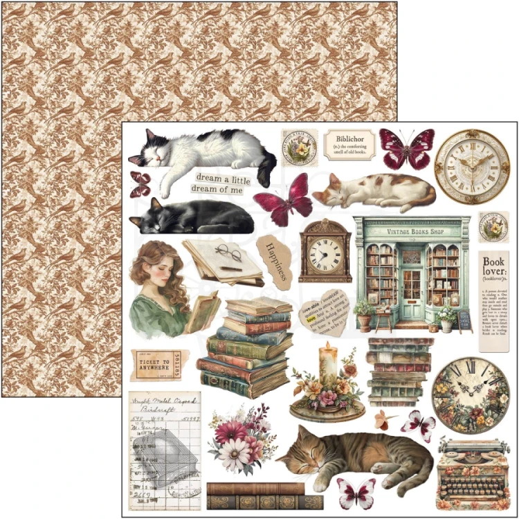 Zestaw papierów do scrapbookingu 30x30 Book Lovers CBPM091 12 arkuszy Ciao Bella