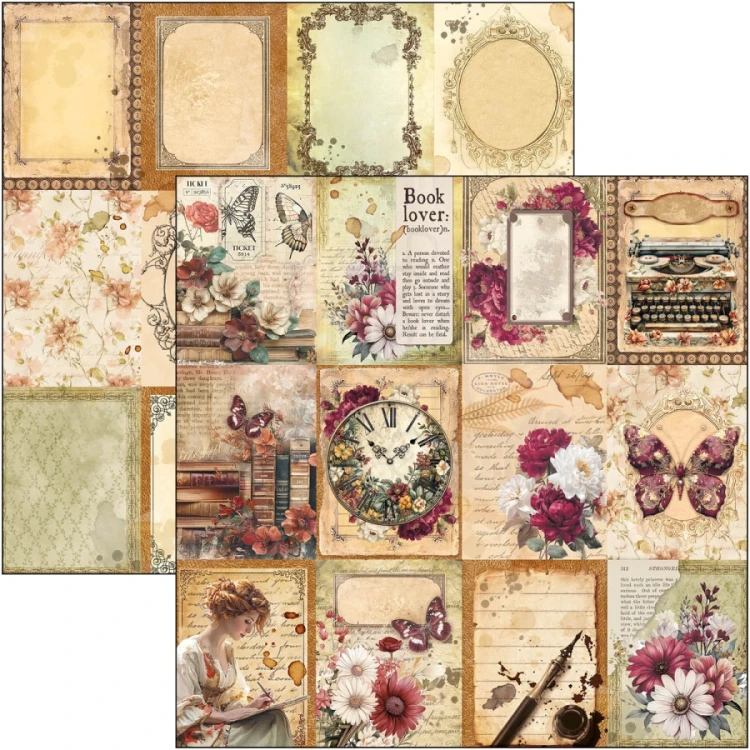Zestaw papierów do scrapbookingu 30x30 Book Lovers CBPM091 12 arkuszy Ciao Bella