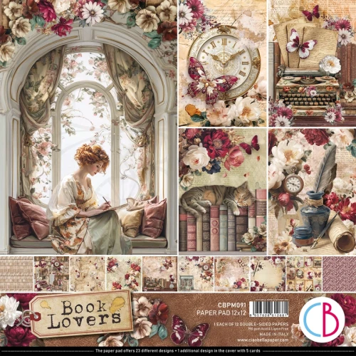 Zestaw papierów do scrapbookingu 30x30 Book Lovers CBPM091 12 arkuszy Ciao Bella