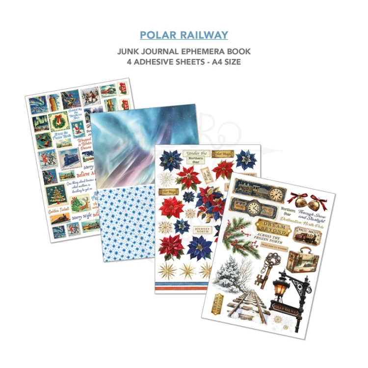 Zestaw A4 Junk Journal &amp; Ephemera Book Polar Railway 32 arkusze CBB018 Ciao Bella