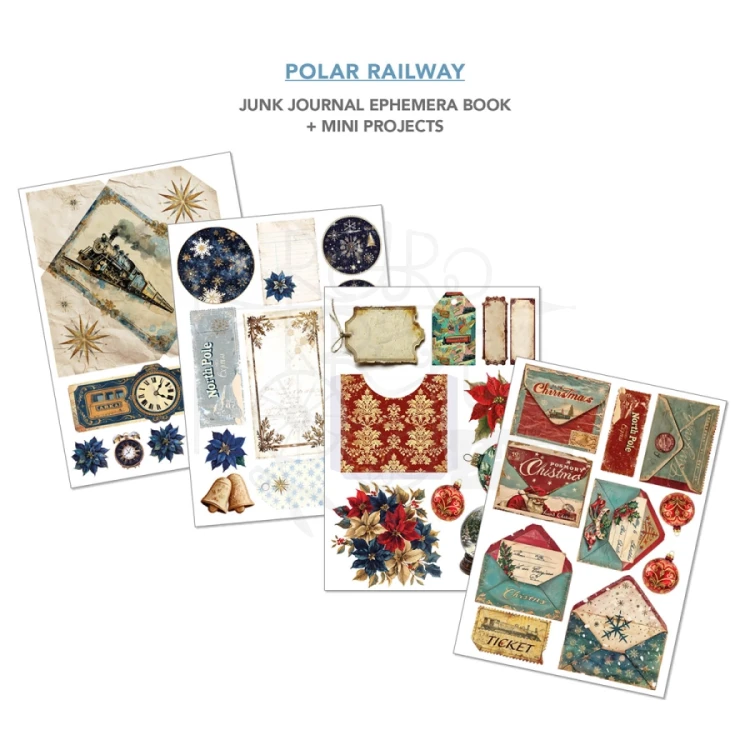 Zestaw A4 Junk Journal &amp; Ephemera Book Polar Railway 32 arkusze CBB018 Ciao Bella