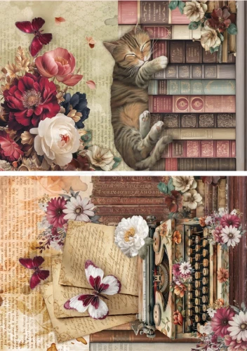 Zestaw papierów ryżowych A5 Book Lovers CBRS026 8 arkuszy Ciao Bella