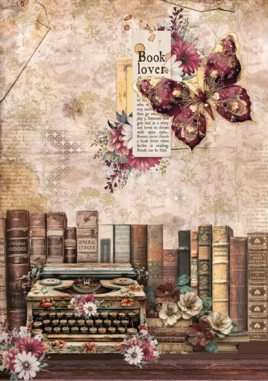 Zestaw papierów ryżowych A5 Book Lovers CBRS026 8 arkuszy Ciao Bella