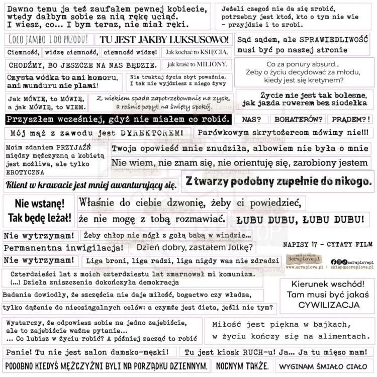 Naklejki papierowe do scrapbookingu i art journalingu Text 17 Film Pl ScrapLove