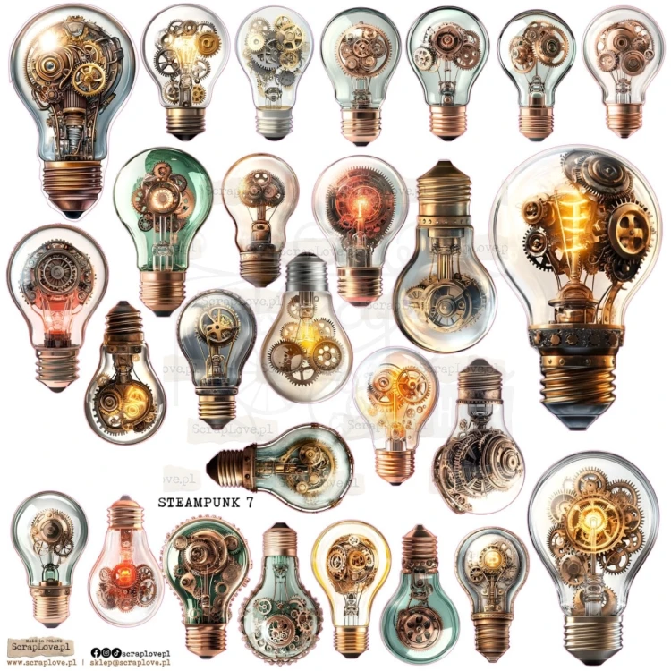 Naklejki foliowe do scrapbookingu i art journalingu Steampunk 7 ScrapLove