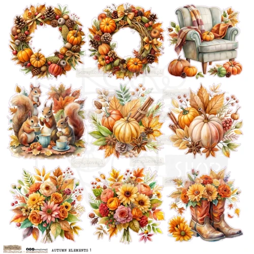 Naklejki papierowe do scrapbookingu i art journalingu Autumn Elements 1 ScrapLove
