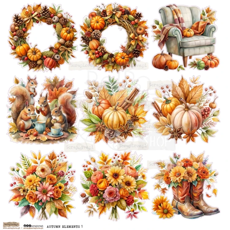 Naklejki papierowe do scrapbookingu i art journalingu Autumn Elements 1 ScrapLove