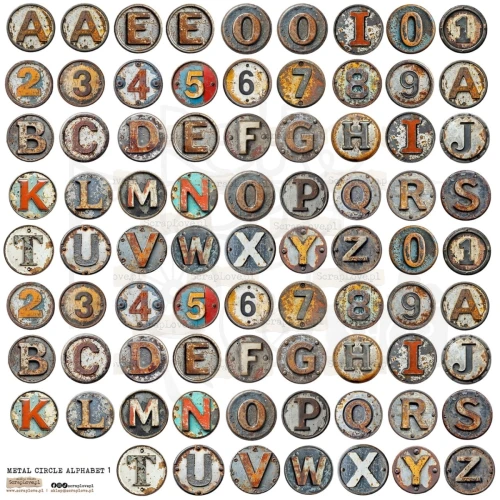 Naklejki foliowe do scrapbookingu i art journalingu Metal Circle Alphabet ScrapLove