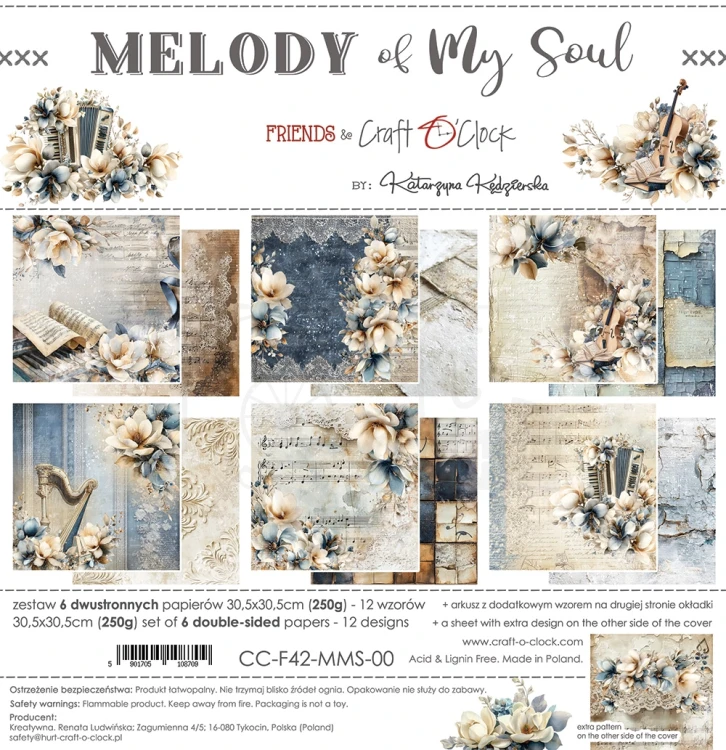 Zestaw papierów do scrapbookingu 30x30 Melody of My Soul CC-F42-MMS-00 Craft O'Clock