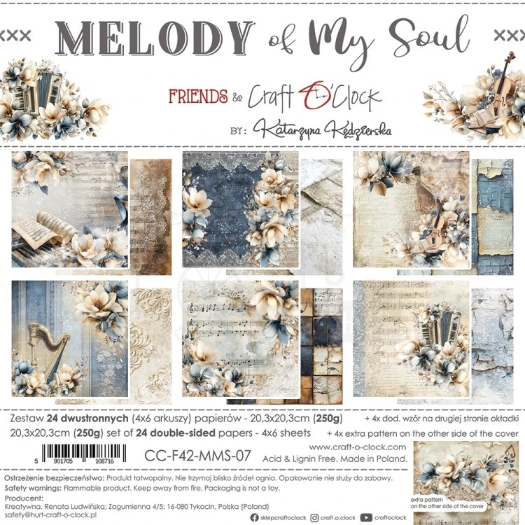 Zestaw papierów do scrapbookingu 20x20 Melody of My Soul CC-F42-MMS-07 Craft O'Clock