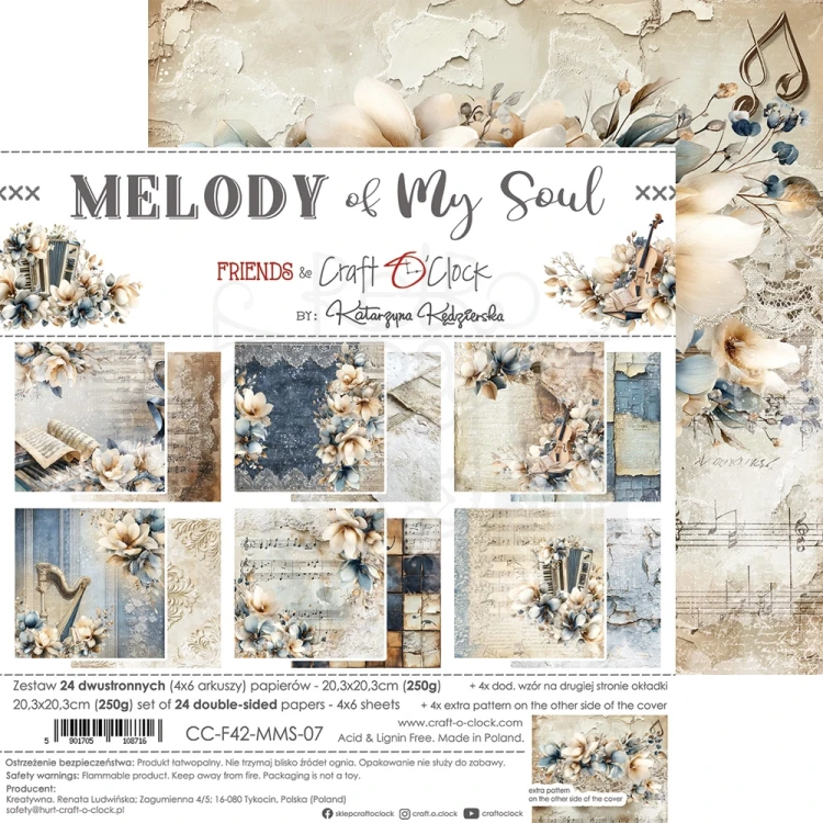 Zestaw papierów do scrapbookingu 20x20 Melody of My Soul CC-F42-MMS-07 Craft O'Clock