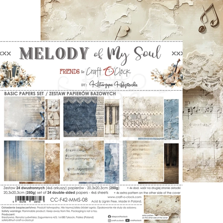 Zestaw papierów do scrapbookingu 20x20 Melody of My Soul CC-F42-MMS-07 Craft O'Clock