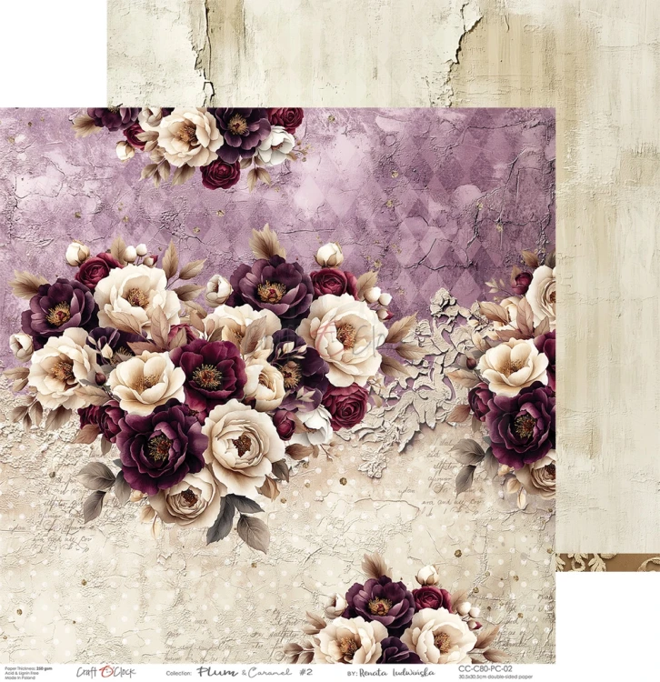 Zestaw papierów do scrapbookingu 30x30 Plum &amp; Caramel CC-C80-PC-00 Craft O'Clock