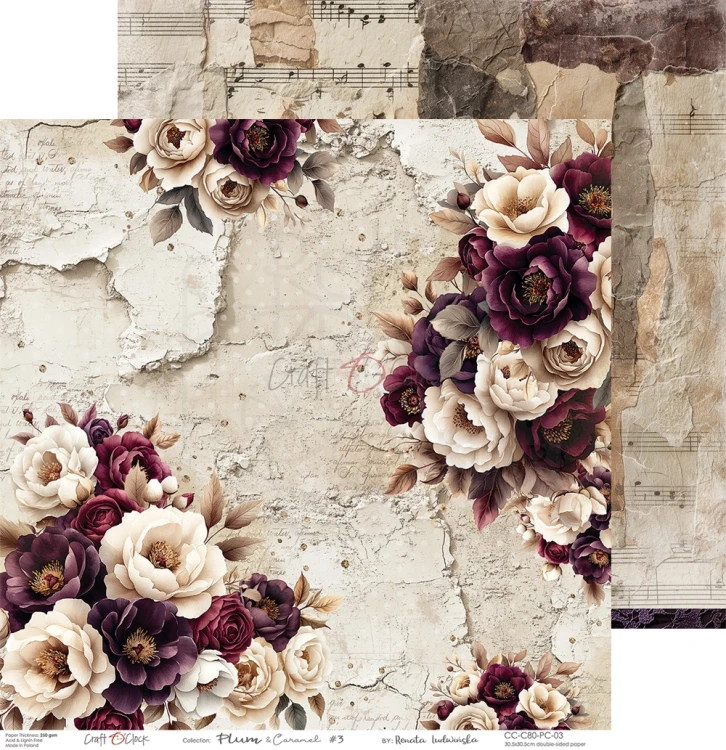Zestaw papierów do scrapbookingu 30x30 Plum &amp; Caramel CC-C80-PC-00 Craft O'Clock