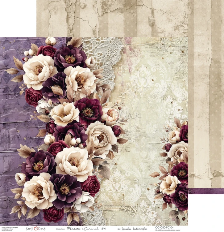 Zestaw papierów do scrapbookingu 30x30 Plum &amp; Caramel CC-C80-PC-00 Craft O'Clock