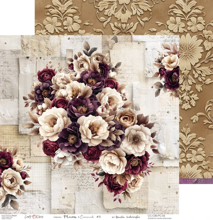 Zestaw papierów do scrapbookingu 30x30 Plum &amp; Caramel CC-C80-PC-00 Craft O'Clock