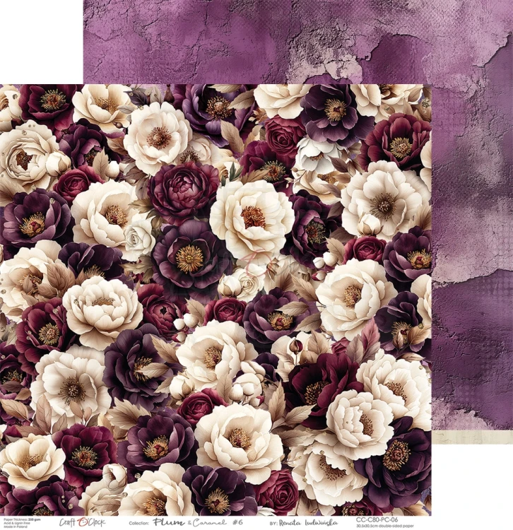 Zestaw papierów do scrapbookingu 30x30 Plum &amp; Caramel CC-C80-PC-00 Craft O'Clock