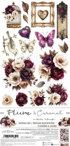 Zestaw dodatków 15x30 Plum &amp; Caramel Flowers &amp; More CC-C80-PC-11 Craft O'Clock