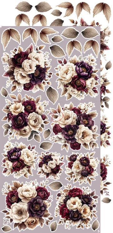 Zestaw dodatków 15x30 Plum &amp; Caramel Flowers &amp; More CC-C80-PC-11 Craft O'Clock