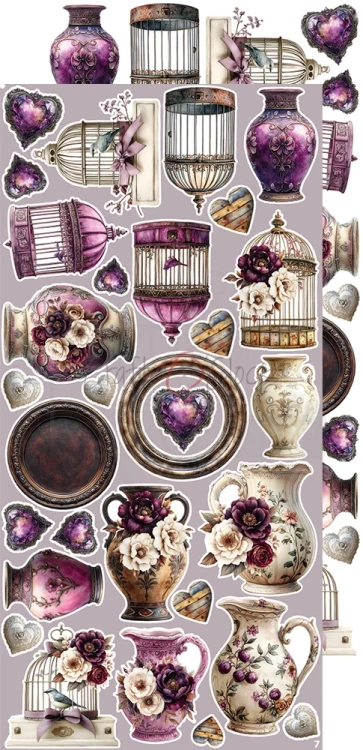 Zestaw dodatków 15x30 Plum &amp; Caramel Flowers &amp; More CC-C80-PC-11 Craft O'Clock