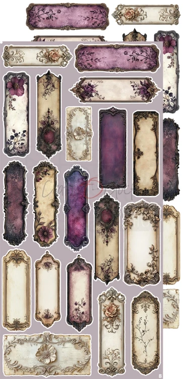 Zestaw dodatków 15x30 Plum &amp; Caramel Flowers &amp; More CC-C80-PC-11 Craft O'Clock