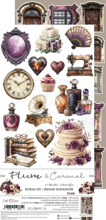 Zestaw dodatków 15x30 Plum &amp; Caramel Plum CC-C80-PC-12 Craft O'Clock