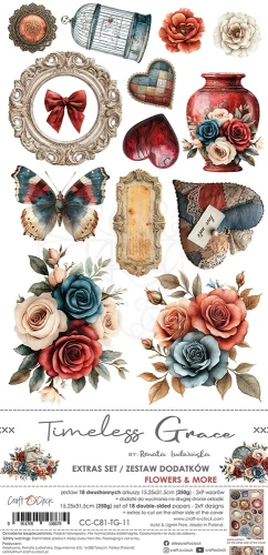 Zestaw dodatków 15x30 Timeless Grace Flowers &amp; More CC-C81-TG-11 Craft O'Clock