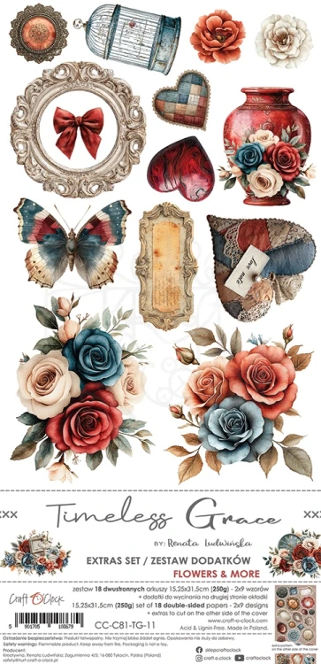 Zestaw dodatków 15x30 Timeless Grace Flowers &amp; More CC-C81-TG-11 Craft O'Clock