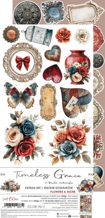 Zestaw dodatków 15x30 Timeless Grace Flowers &amp; More CC-C81-TG-11 Craft O'Clock