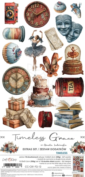 Zestaw dodatków 15x30 Timeless Grace Timeless CC-C81-TG-12 Craft O'Clock