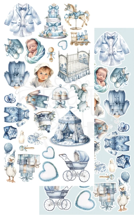 Zestaw papierów 15x30 dodatki do samodzielnego wycięcia The Baby - BOY AA-BABY-10 Alchemy of Art