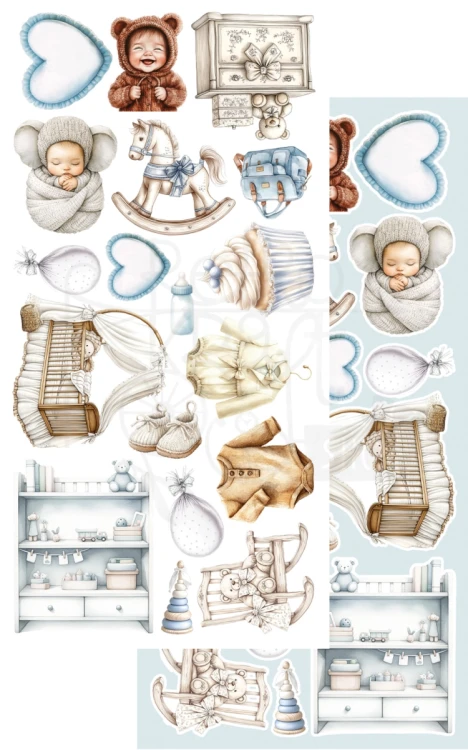 Zestaw papierów 15x30 dodatki do samodzielnego wycięcia The Baby - BOY AA-BABY-10 Alchemy of Art