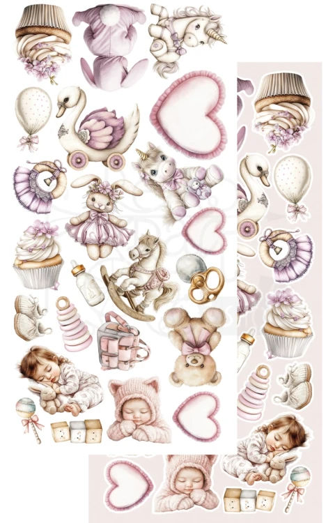 Zestaw papierów 15x30 dodatki do samodzielnego wycięcia The Baby - GIRL AA-BABY-11 Alchemy of Art