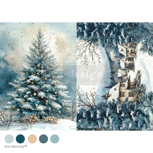 Papier fiber do decoupage A4 Silent Night Sparkle 678470 Prima