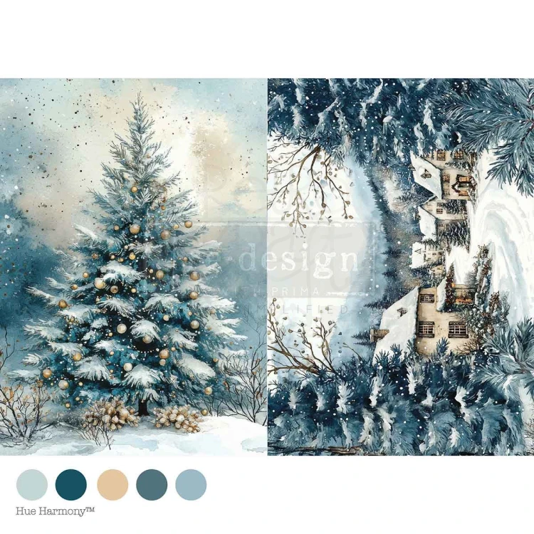Papier fiber do decoupage A4 Silent Night Sparkle 678470 Prima