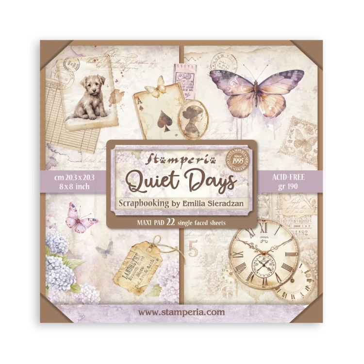 Zestaw papierów jednostronnych do scrapbookingu 20x20 Quiet Days 22 arkusze SBBSXB19 Stamperia
