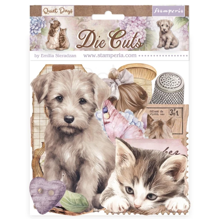 Ozdoby kształty tekturowe Die Cuts Quiet Days 36 szt DFLDC122 Stamperia