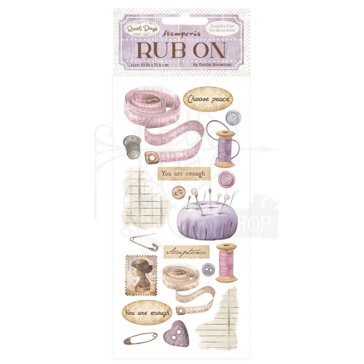 Rub-on transfer 10x21.6cm Quiet Days Szycie DFLRB204 Stamperia